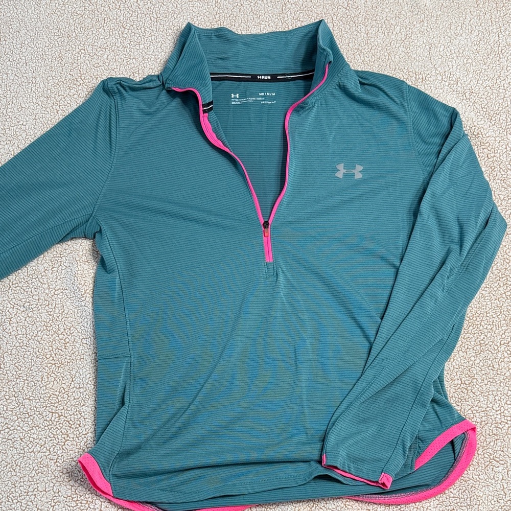 Under Armour Blue and Pink Quarter-Zip Run Top